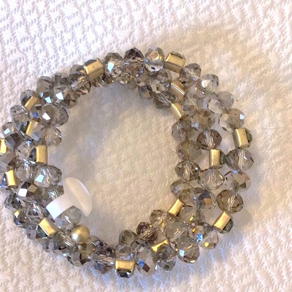 Smokey grey brown quartz triple wrap bracelet - Picture 3 of 3